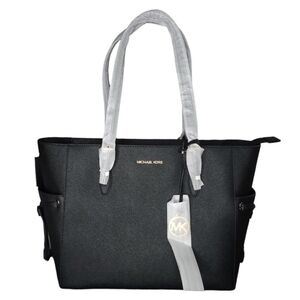 Michael kors black large leather tote gilly bag big purse shoulder MK designer